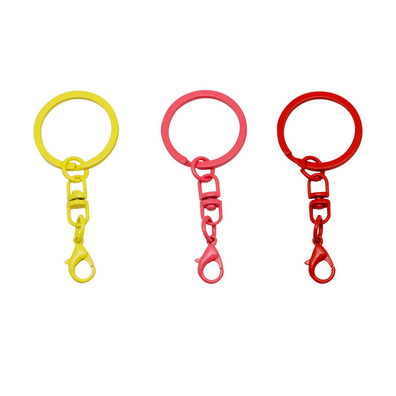 Color iron paint key ring ring hanging 8 word turn lobster clasp candy color creative DIY accessories key chain