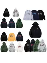 Gap cross-border zip-up hooded sweatshirt for men and women, loose fit, high street fashion brand, letter embroidery, fleece-lined jacket, casual and versatile