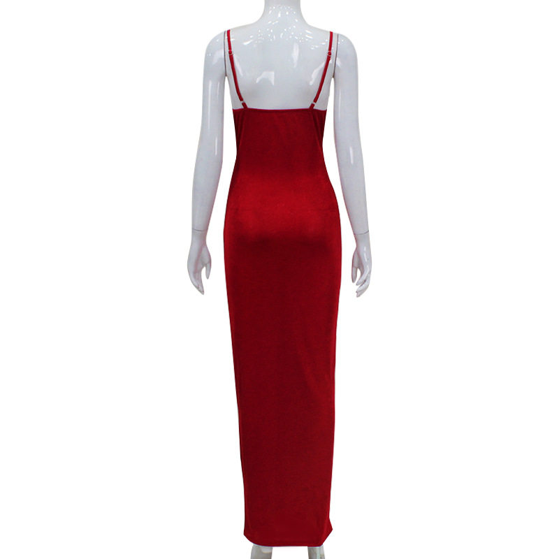 Fashionable Slim Fit Solid Color Ruffled Hem High Waist Maxi Dress for Women Elegant Sleeveless Design Perfect for