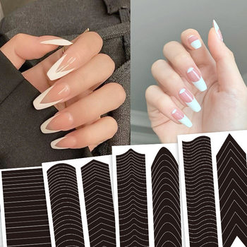 New French crescent nail stickers V-shaped nail polish stickers wave smile auxiliary stickers wear nail stickers wholesale