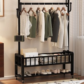 Bedroom Floor-Standing Clothes Rack, Portable Clothes Hanger for the End of the Bed, a Magical Tool for Placing Clothes at Night, Shoe Rack, Coat Rack, Integrated Drying Rack