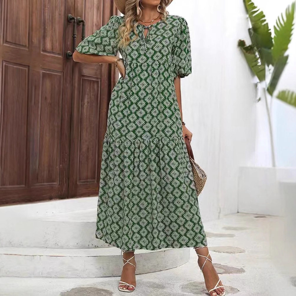 Floral Print Maxi Dress Loose Fit Summer Style Elegant Design Perfect for Casual Outings Wholesale Available