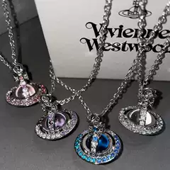 Queen Dowager necklace, Saturn UFO full diamond necklace, women's colorful gradient orb chain, collarbone chain, high version