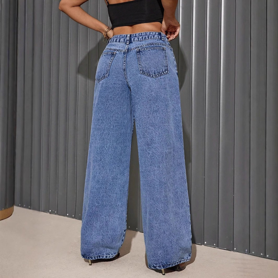 Womens Ripped Straight Leg Jeans Loose Fit Hip Hop Style Casual Wear Wholesale Available OEM ODM service