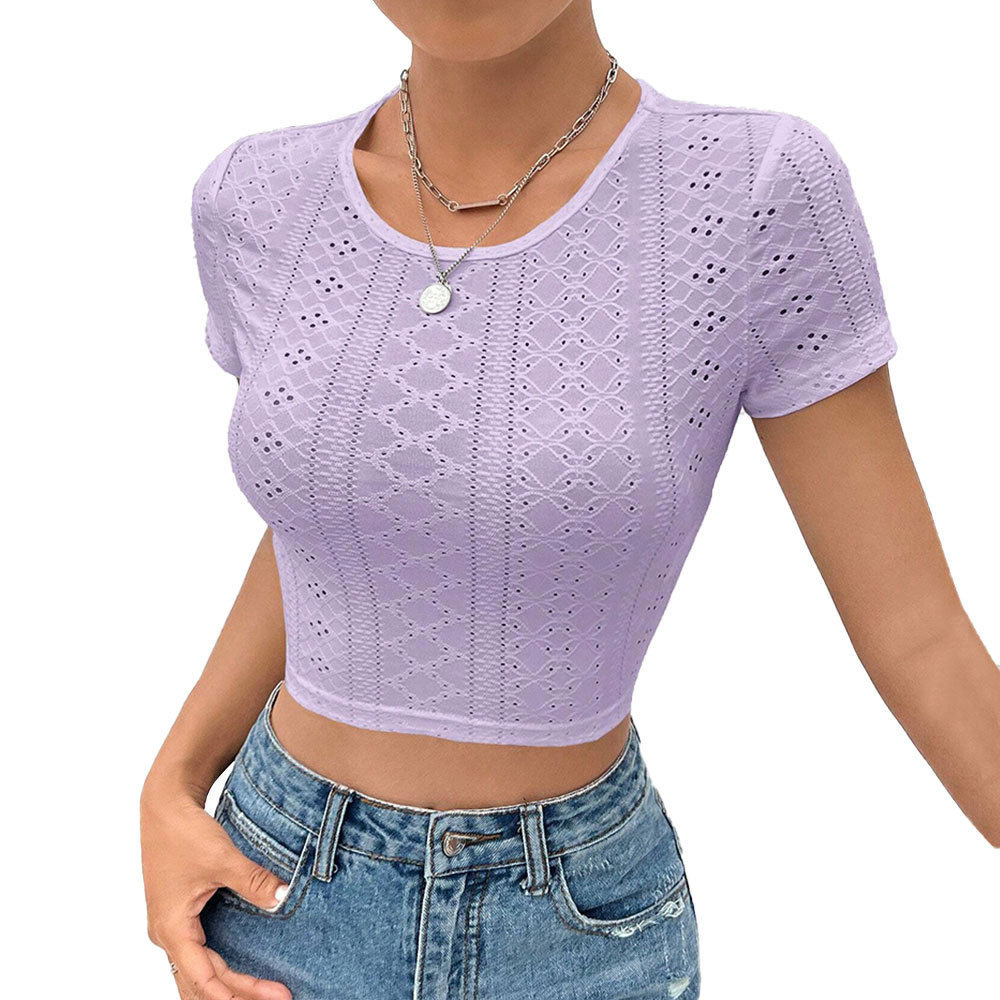 Knitted Crop Top Solid Color Hollow Out Sexy Design Spring Summer Fashion for Women Wholesale Available
