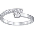Asymmetrical white gold ring size 6