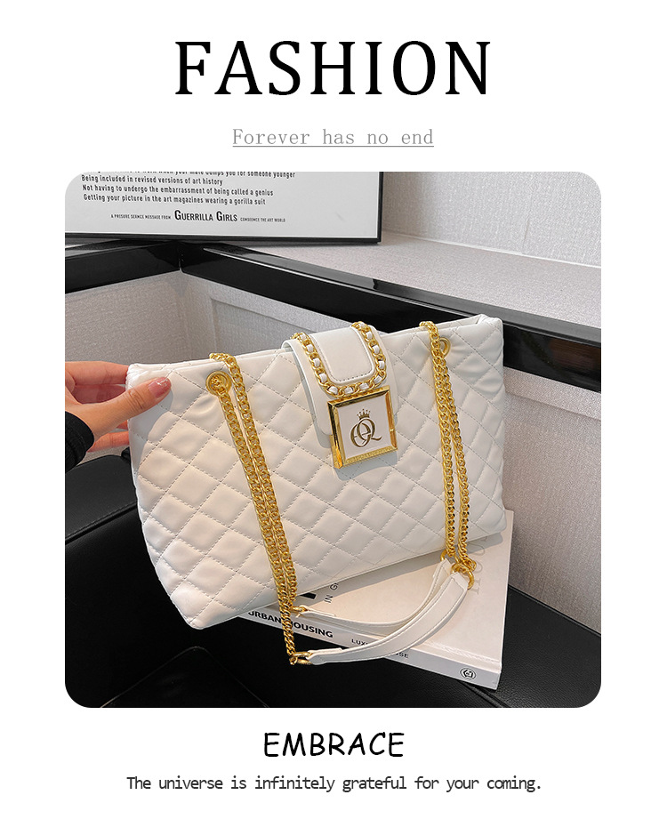 New Summer Live Broadcast Popular One-Shoulder Quilted Chain Large Capacity Simple Fashion Women's Bag 2 O1CN01ak40TQ1Lhe4saYAsY !!2214150501331 0 cib