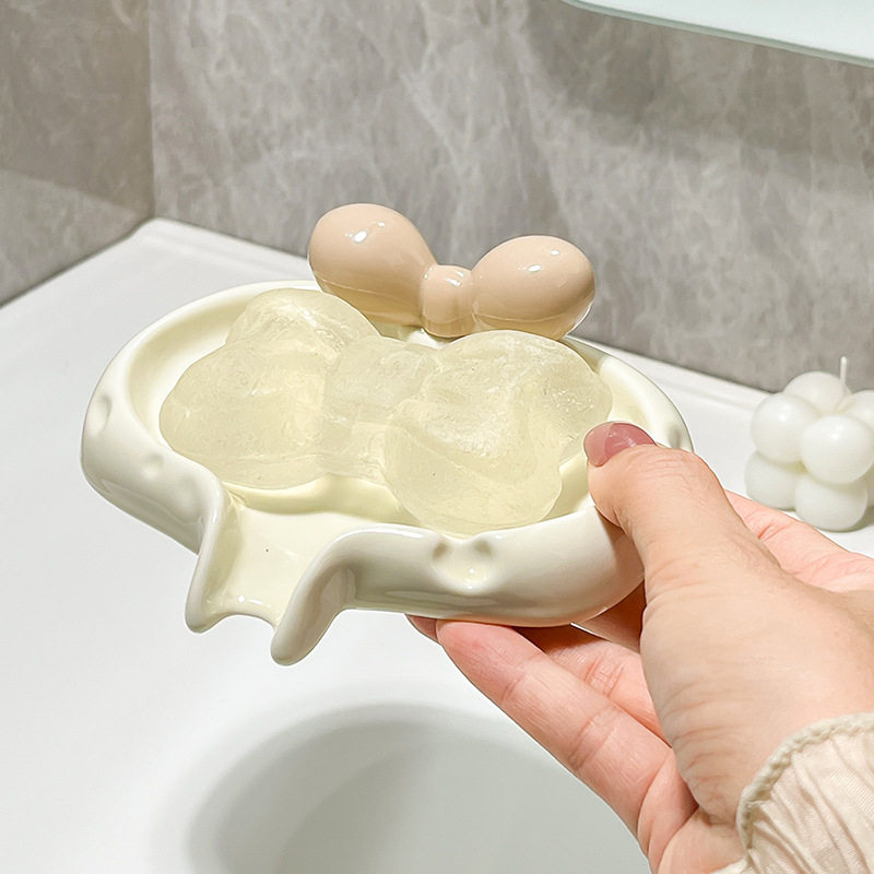 High-value soap box household ceramic bathroom drain soap box bathroom laundry soap tray rack wholesale