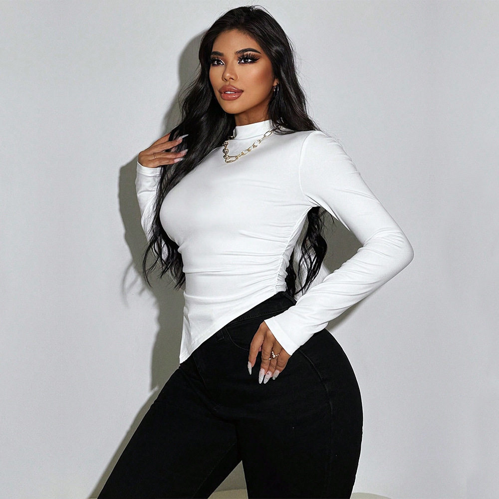 Womens Slim Fit Short Sleeve T Shirt Minimalist Style Elegant Look Soft Fabric Spring Summer Casual Wear Wholesale