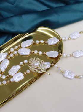 异形巴洛克淡水珍珠毛衣链个性时尚百搭饰品小众设计珍珠项链