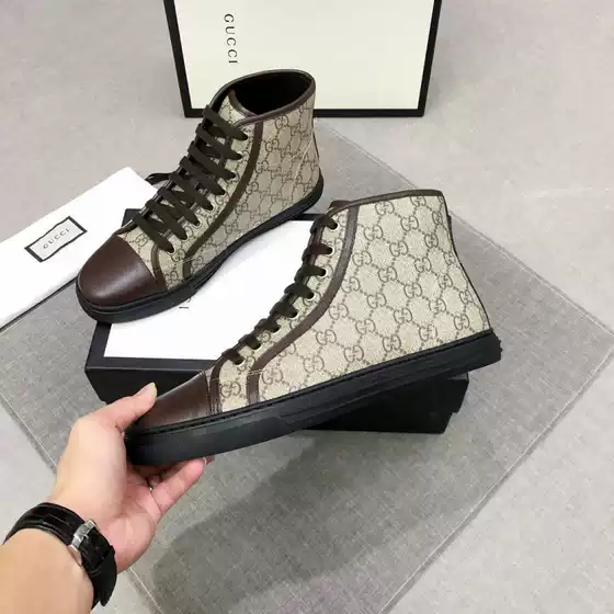 European Style Men's High-Top Canvas Monogram Lace-up Martin Boots, Genuine Leather Casual Ankle Boots, Breathable and Versatile