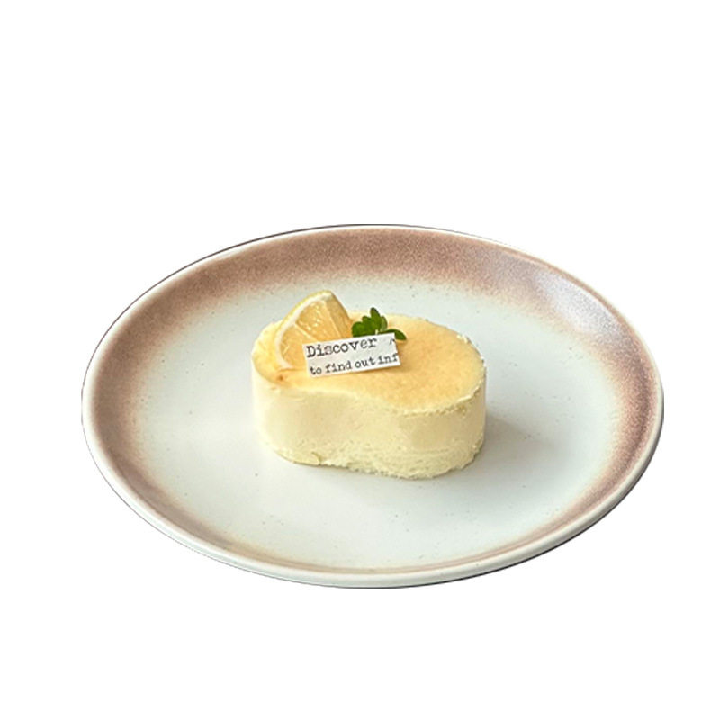 Japanese Retro Coil Ceramic Dessert Plate Steak Western Food Plate High-End Pasta Plate Cake Plate Round Plate Breakfast Plate