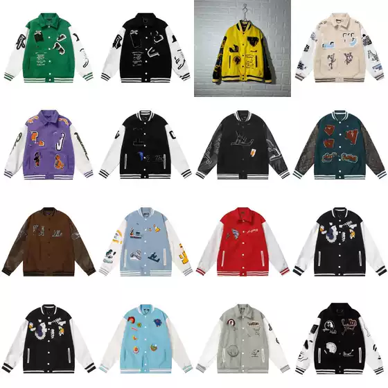 Correct Cross border Donkey Family Letter Logo Towel Embroidery Ten Thousand Needle Embroidery Baseball Coat Jacket Unisex Trendy