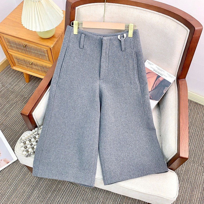 Quần 7 tấc ống thẳng dáng suông vải dạ lông cừu hai mặt — Màu đen, màu nâu, Xám đá