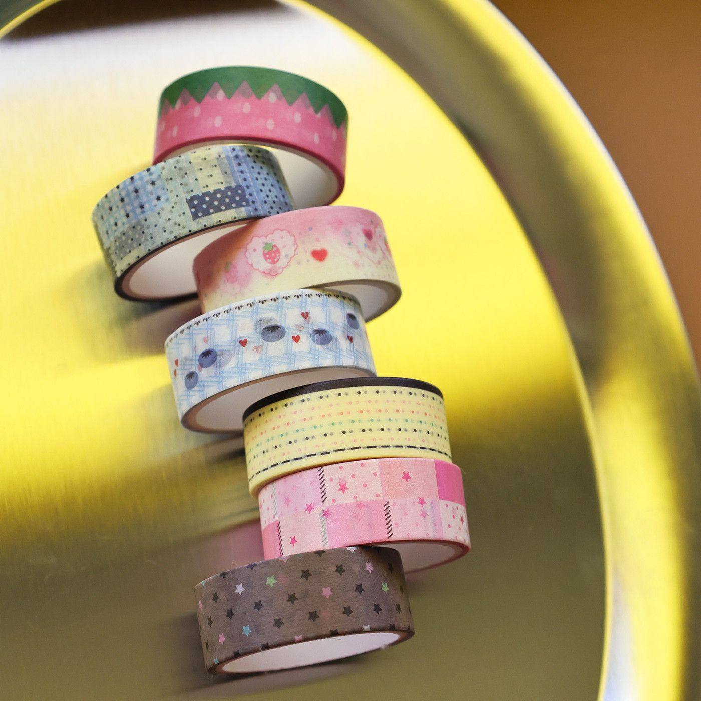 Korean Five-Pointed Star and Paper Tape Roll Strawberry Heart Basic Splicing Color Hand Ledger DIY Decorative Material Tape