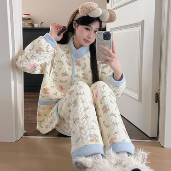 2025 New Autumn and Winter Air Cotton with Chest Pad Interlayer Maternity Clothes Maternity Pajamas Nursing Confinement Clothes 25578 #