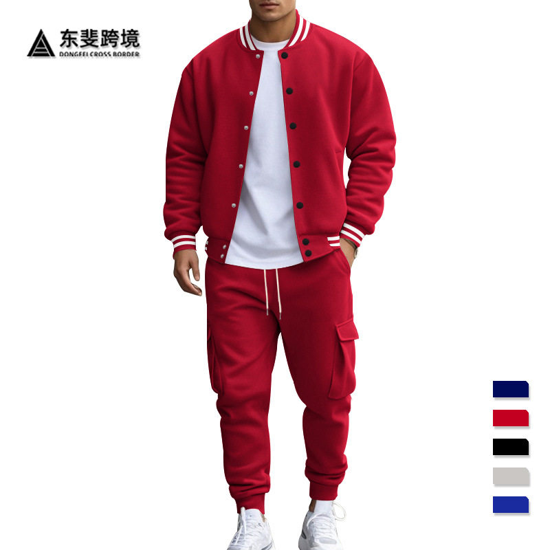 Stand-Up Collar Baseball Uniform Pants Casual Jacket Men's Loose Sports Suit