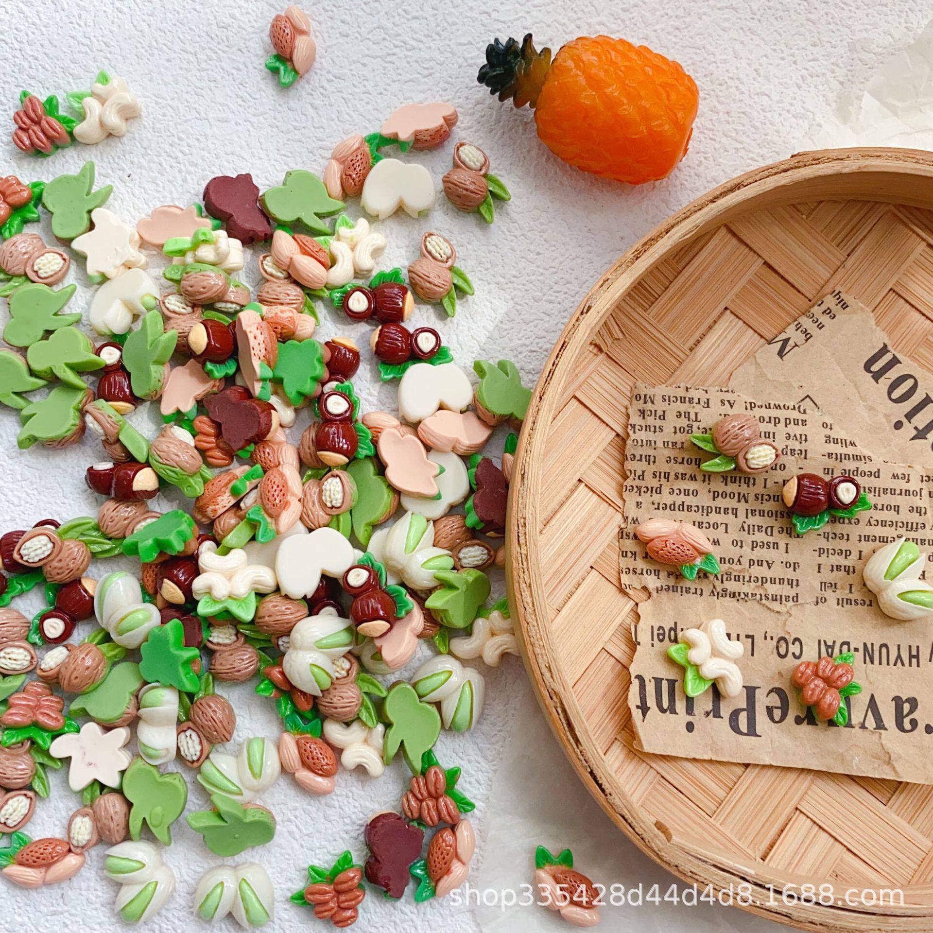 High-Quality Mini Food Toy Nuts Pistachio Pecan DIY Hair Accessories Keychain Refrigerator Magnet Cream Glue Accessories