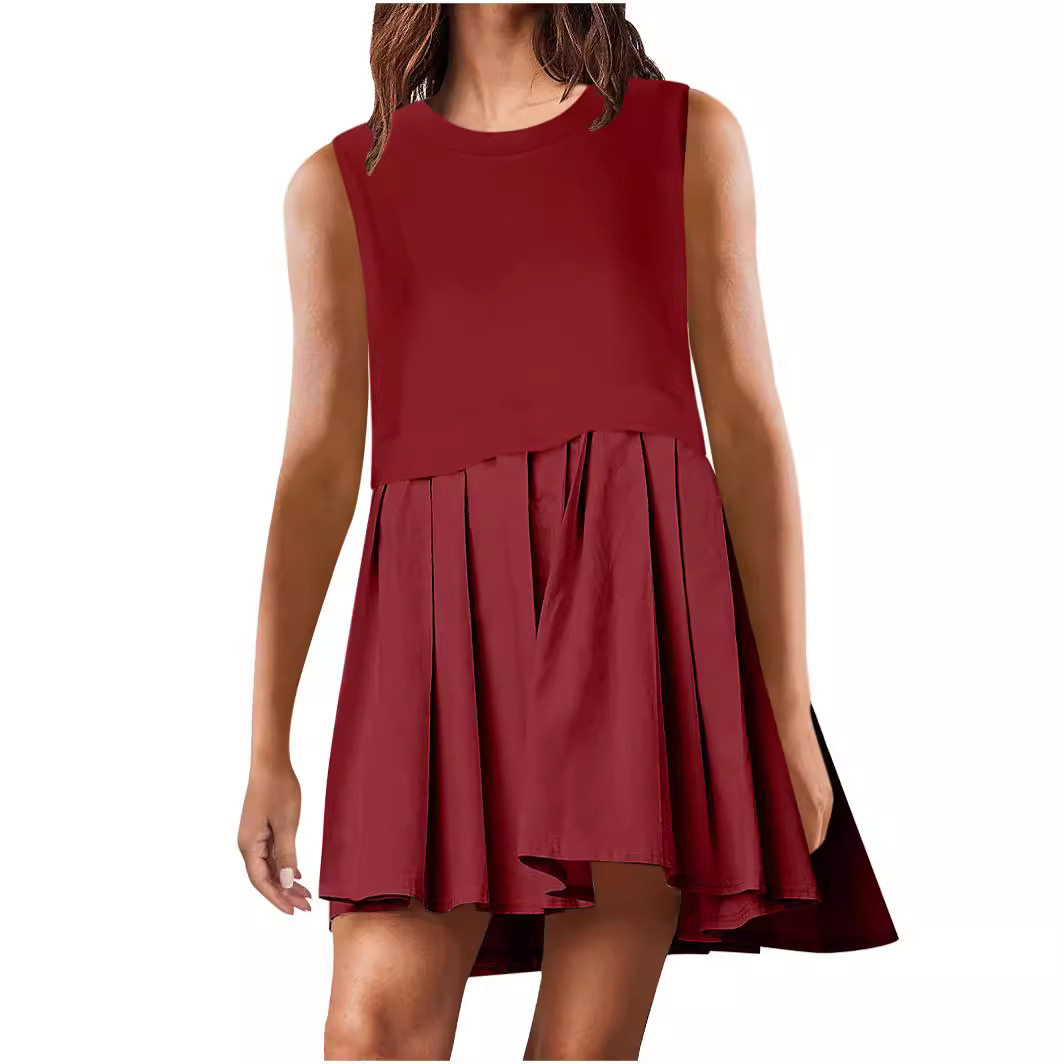 Summer Casual Sleeveless Dress Minimalist Solid Color European and American Style Perfect for Daily Wear Ready to Ship