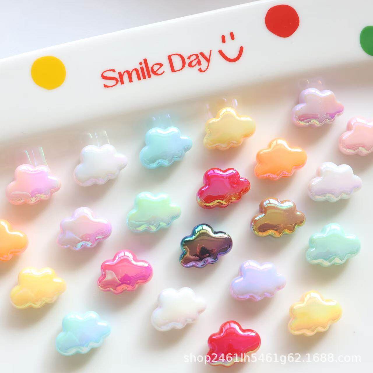 ลูกปัดหลวมรูปเมฆเล็กทรงแนวตั้ง UV น่ารัก ลูกปัดฐานสำหรับ DIY สร้อยข้อมือ โซ่ห้อยโทรศัพท์ วัสดุ อุปกรณ์เสริมหลากสีสัน