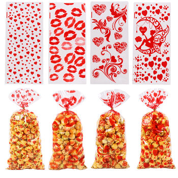 In stock wholesale Valentine's Day OPP candy packaging bag transparent universal baking food opp flat pocket gift bag