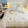 Cream Style Cotton Bed Four-piece Set Cotton Bedding Girl's Lace Quilt Cover Bed Sheet Person Student Dormitory Three-piece Set