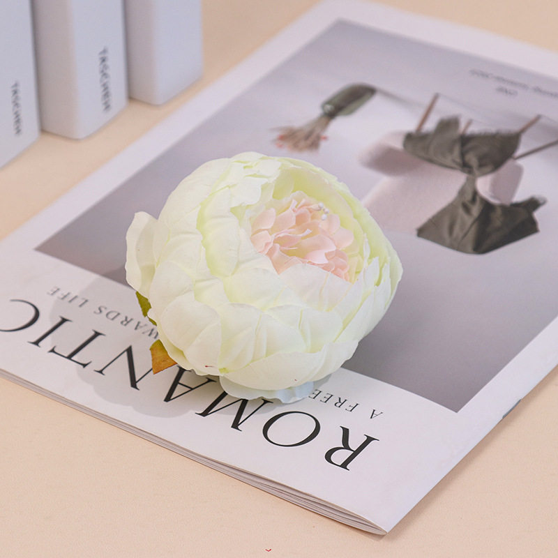 仿真花头苞心牡丹花朵礼盒装饰花墙制作跨境绢花婚庆背景软装假花