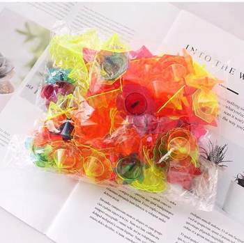 Transparent Hand-Twisted Top Plastic Small Top Lace Colorfulful Ground-Turning Kindergarten Gift Prize Primary School Student Hot Sale
