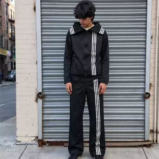 Women's 2 Piece Tracksuit Set Large Lapel Zip Up Jacket Flared Pants with Contrast Stitching Vintage American Casual Activewear