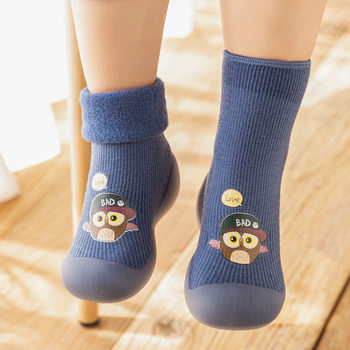 Winter Baby Velvet Warm Toddler Shoes Children's Fashion Cartoon Anti-collision Floor Shoes for Boys and Girls Lightweight Comfortable Shoes
