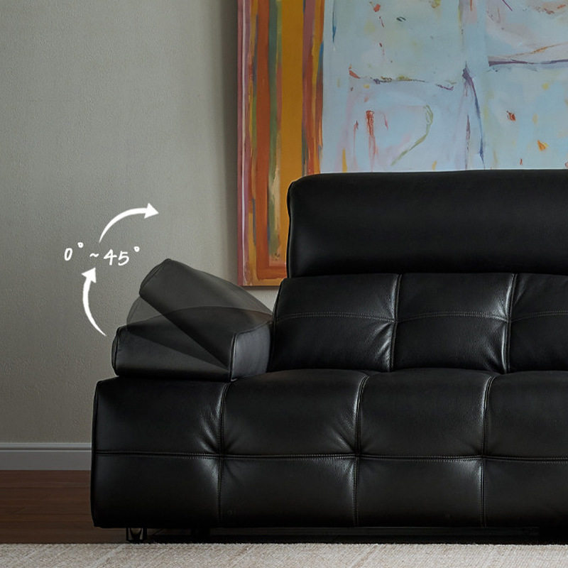 意式劳伦斯沙发佛山家具高靠背真皮沙发高端黑色客厅直排高档沙发