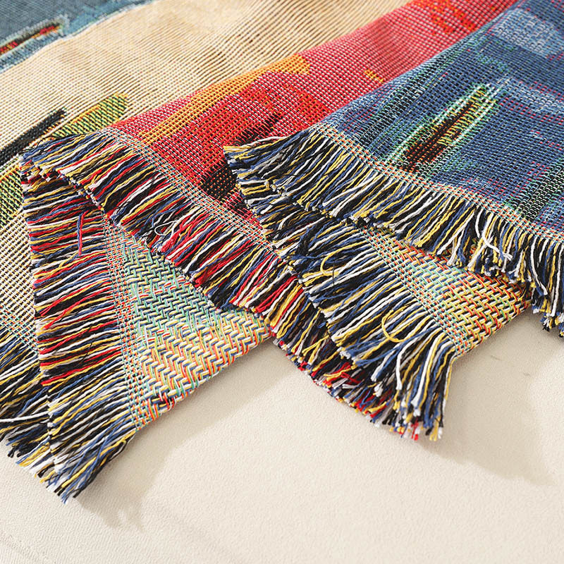 Customized Pet Kitten Jacquard Decorative Tapestry Cotton Thread Blanket Sofa Towel Office Nap Blanket High-End Gift Blanket