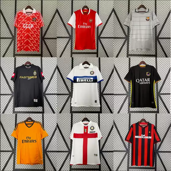 Vintage football uniform nostalgic version Marseille Spain Ajax Palma Blackburn Italy Scotland