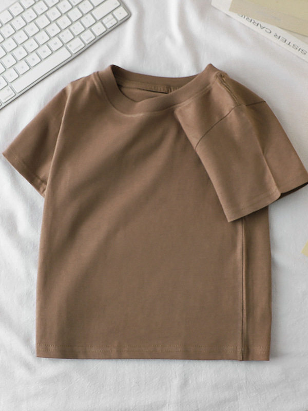 Girls' Cotton Short-Sleeve T-Shirt, New Summer Style, Boys' Versatile Minimalist Half-Sleeve Tee, Thin Summer Wear