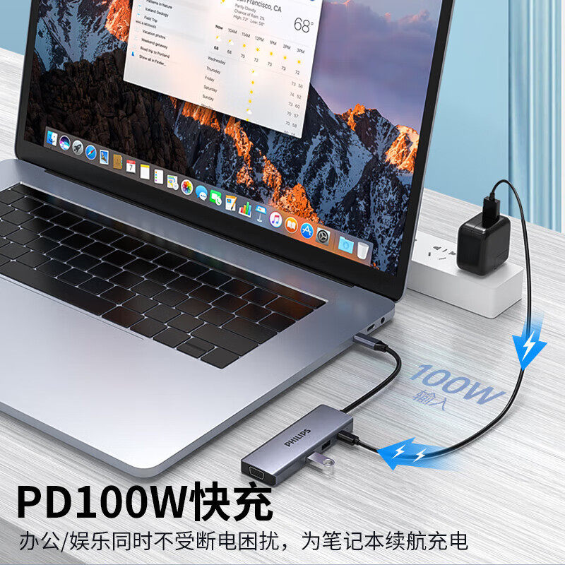 Philips Type-C Docking Station Network Cable Port Usb-C to HDMI Adapter Usb3.0 Computer Converter