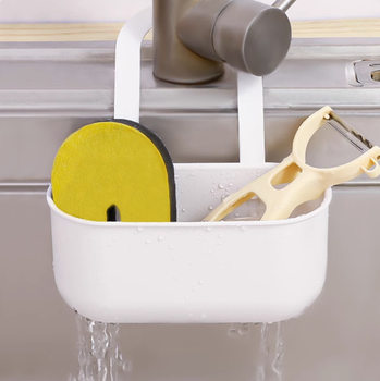 Kitchen Faucet Hanging Plastic Drain Basket Sponge Storage Dishcloth Soap Drain Rack Hanging Drain Rack