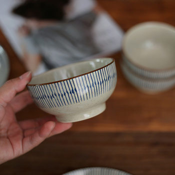 Underglaze Color Japanese Style Sesame Glaze Vintage Ceramic Rice Bowl Household Small Bowl Meal Bowl Delicate High-grade Sense Disc