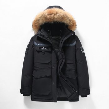 2025 New Winter Style Goose down Men's Korean Style Hooded Loose and Versatile Thickeneded Jacket with Fur Collar 180kg