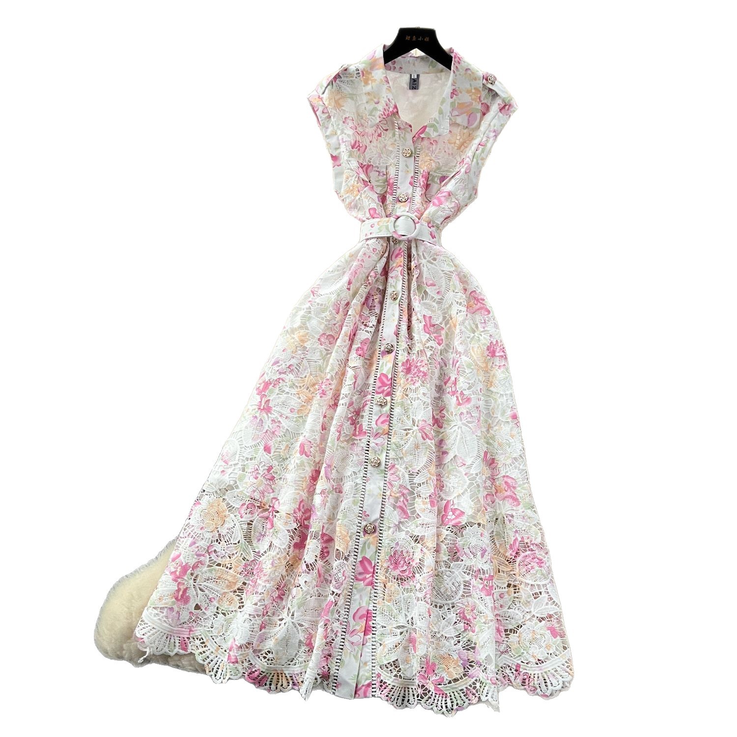 Lace Maxi Dress for Women Elegant Hollow Out Design Summer Casual Wear Available in Multiple Colors and Sizes
