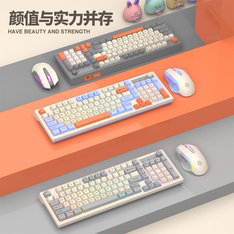 Viper K98 Wireless Bluetooth Dual Mode Mechanical Feel Keyboard Fashion Color Matching Office Luminous Game Computer Keyboard