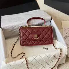 Cross-Border Chanel-Style Accordion-Style Fortune Bag with Versatile Pearl Handle and Chain Crossbody Small Square Bag