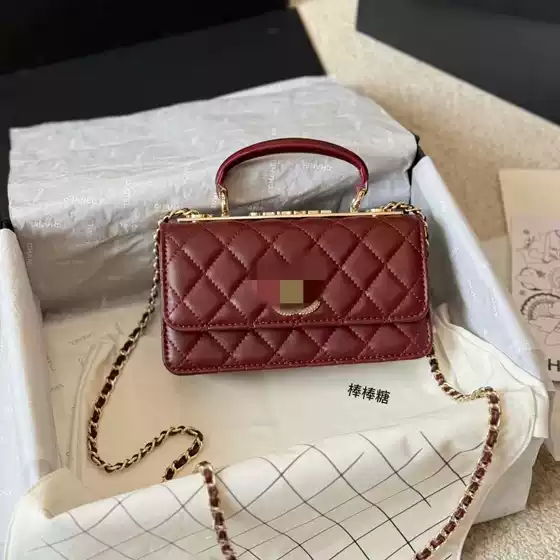 Cross-Border Chanel-Style Accordion-Style Fortune Bag with Versatile Pearl Handle and Chain Crossbody Small Square Bag