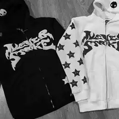 2023 American style y2g casual cardigan sweater oversize hoodie Street Tide star letter print coat