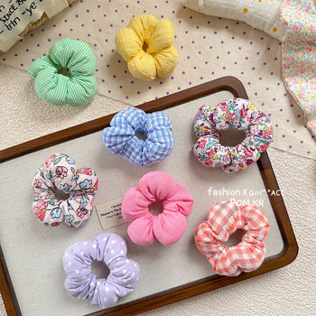 Spring cotton-filled flower children's large intestine hair ring advanced sense hair rope hair ring high elastic rubber band ball headdress fabric