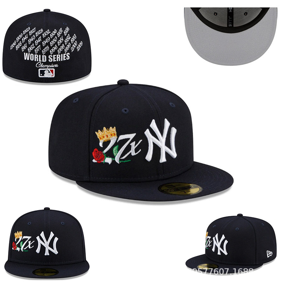 New MLB hat baseball cap deep top hard top full embroidery closed white socks team cross-border foreign trade flat brim hat