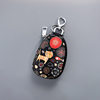 2023 New genuine leather women's key case retro ethnic style fashion zipper ornaments car key color printing women's bag