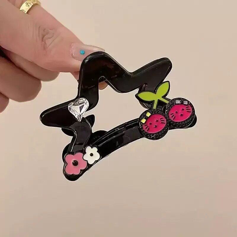 卡通动物狗狗猫咪抓夹高颜值五角星后脑勺盘发鲨鱼夹可爱发饰网红