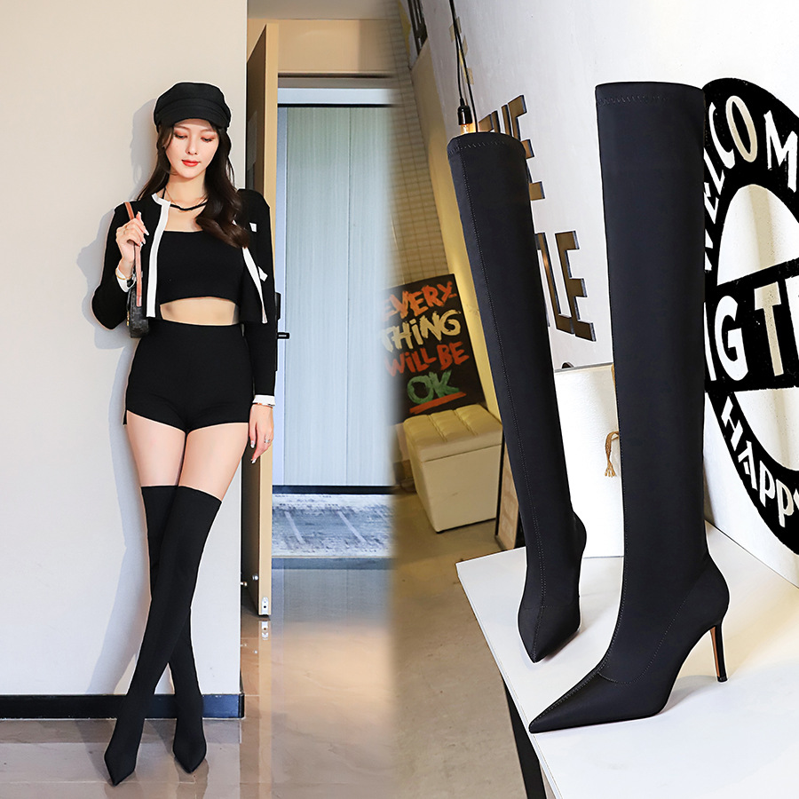 (Mới) Mã A9004 Giá 980K: Boot Cổ Cao Nữ Huesin Sexy Cổ Cao Qua Gối Mũi Nhọn Phong Cách Âu Mỹ Giày Dép Nữ Chất Liệu G03 Sản Phẩm Mới, (Miễn Phí Vận Chuyển Toàn Quốc).