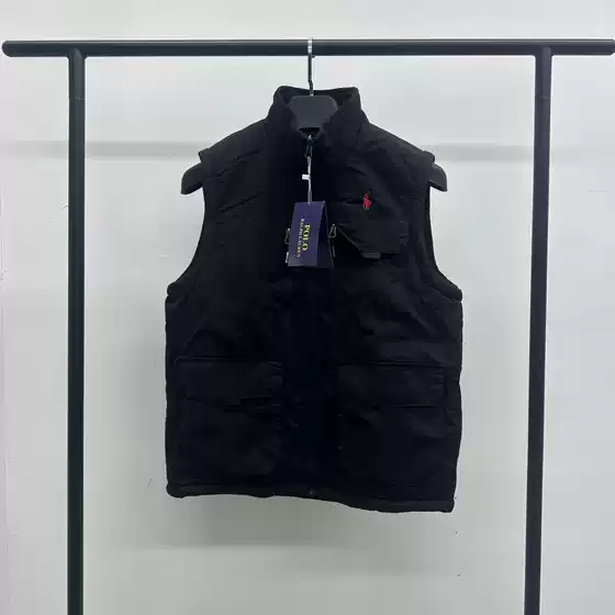 Cross-Border Am Ralph Lauren New Men's Stand-Collar Work Vest with Multiple Pockets, Warm Casual Vest