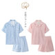 Japanese-style Muji Home Clothes Good Short-sleeved Double-layer Yarn Cotton Suit Short-sleeved Shorts Suit Plaid Couple